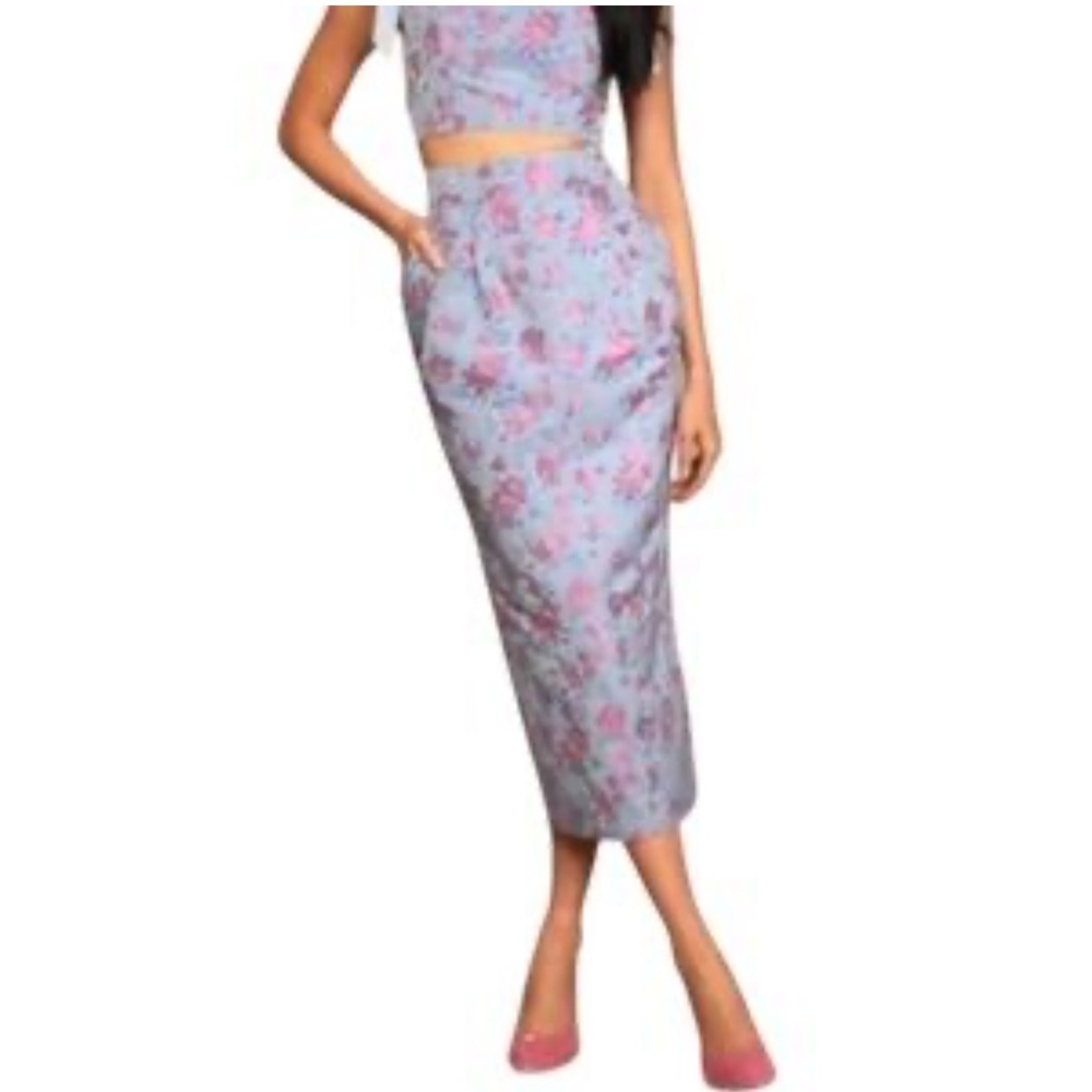 Lulu's Blue and Pink Floral Skirt